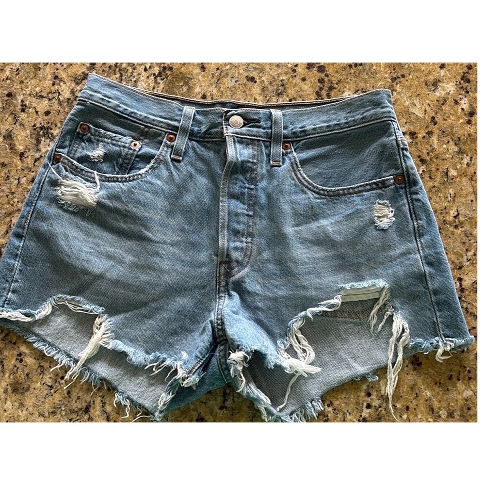 Levi's 501 XX cut off light wash button fly jean shorts‎ sz 27 festival concert